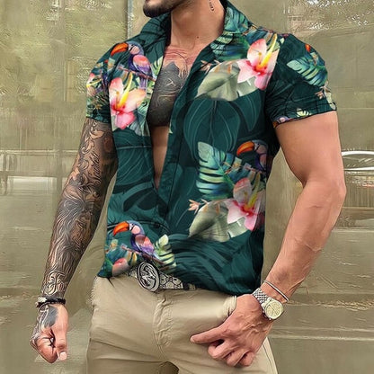 Hawaiihemd - Button-Up - Bedruckt - Kurzarmhemd - Herrenhemden-Chaps Herrenmode