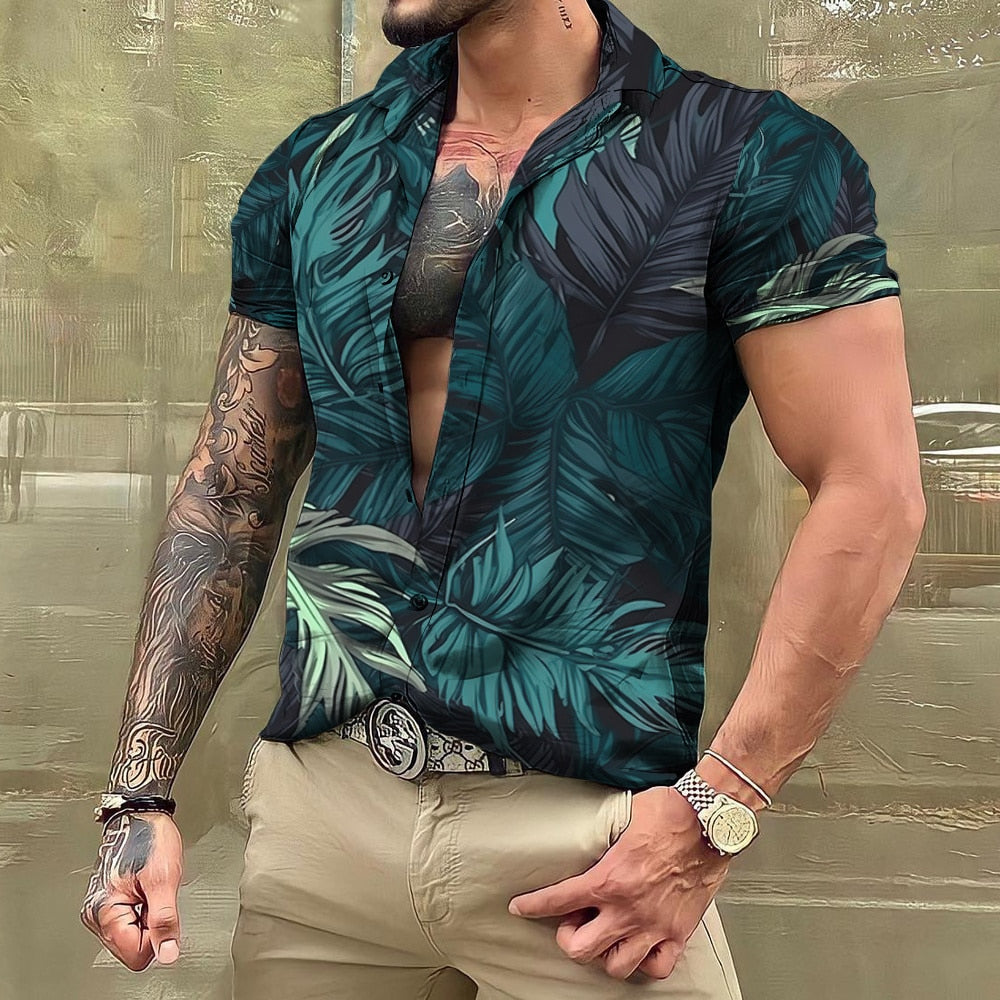 Hawaiihemd Kurzarm Herren Hemd Bedruckt Sommer - BerlinGlamour