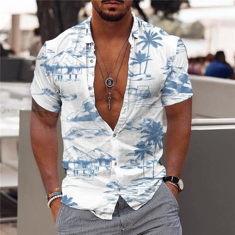 Herren Hawaiihemd Kurzarm Sommerhemd mit Knöpfen - BerlinGlamour