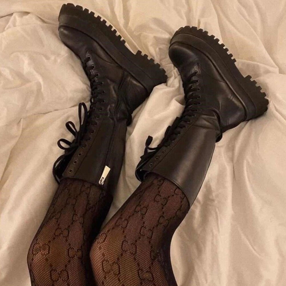 Damen Stiefel Schwarz Schnürung Hochzeitsschuhe - BerlinGlamour