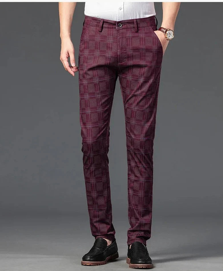 Herren Slim Fit Hosen Maßgeschneidert Kariert Elegant
