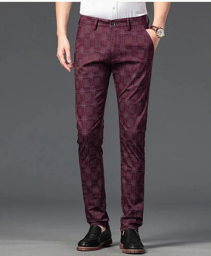 Herren Slim Fit Hosen Maßgeschneidert Kariert Elegant