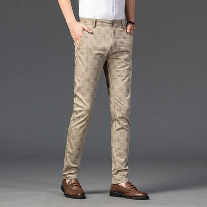 Herren Slim Fit Hosen Maßgeschneidert Kariert Elegant