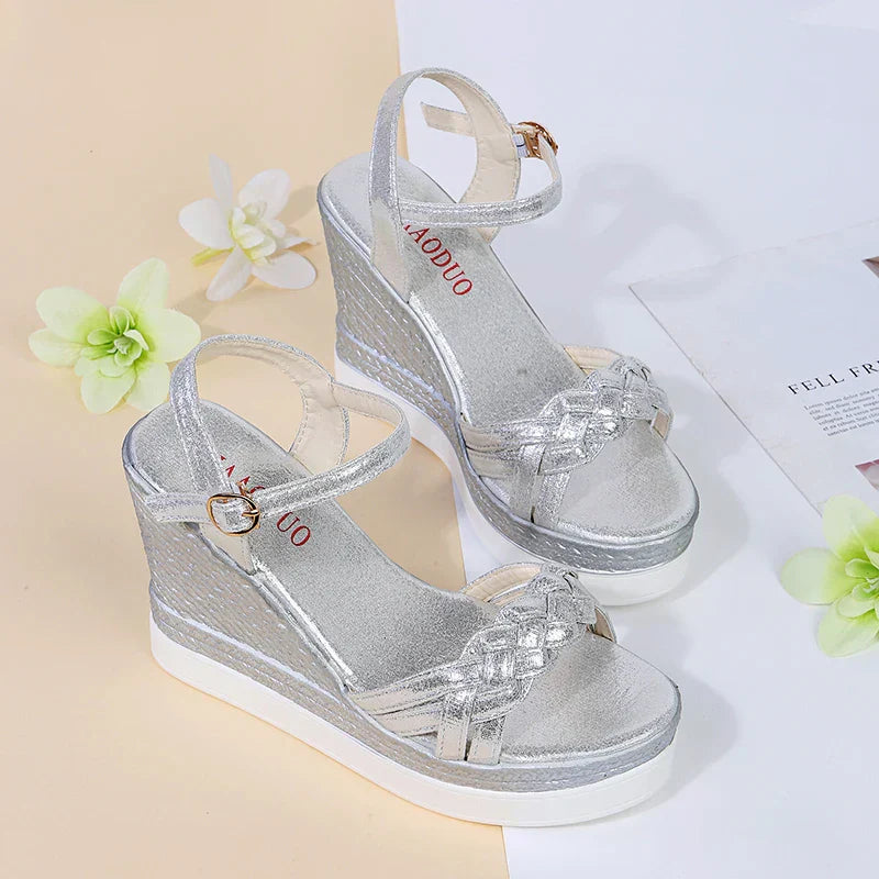 Hohe Wedges Sandalen Damen Schick