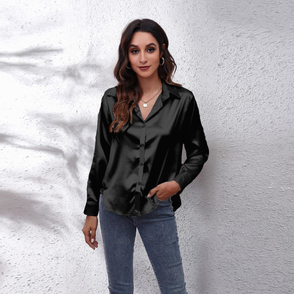 Solira Satinbluse Damen Schwarz
