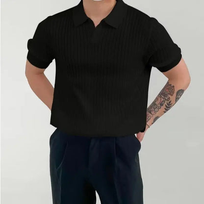Polo Shirt Herren Modern Struktur Muster Slim Fit