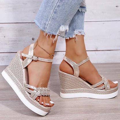 Hohe Wedges Sandalen Damen Schick