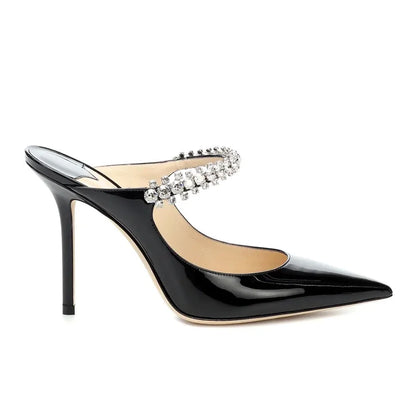 Vegan Pumps Luxus Lackleder Schuhe mit Kristall Details - BerlinGlamour