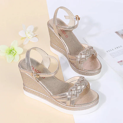 Hohe Wedges Sandalen Damen Schick