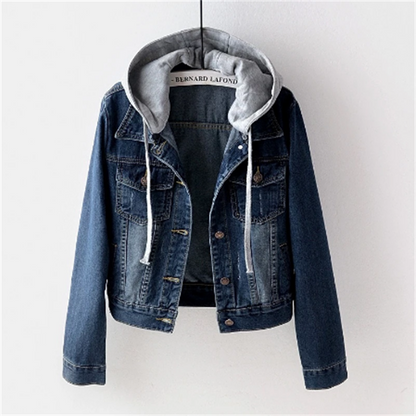 Damen Denim Jacke mit abnehmbarer Kapuze Modern
