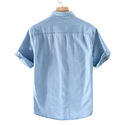 Baumwoll-Herrenhemd Denim Blau Modern - BerlinGlamour