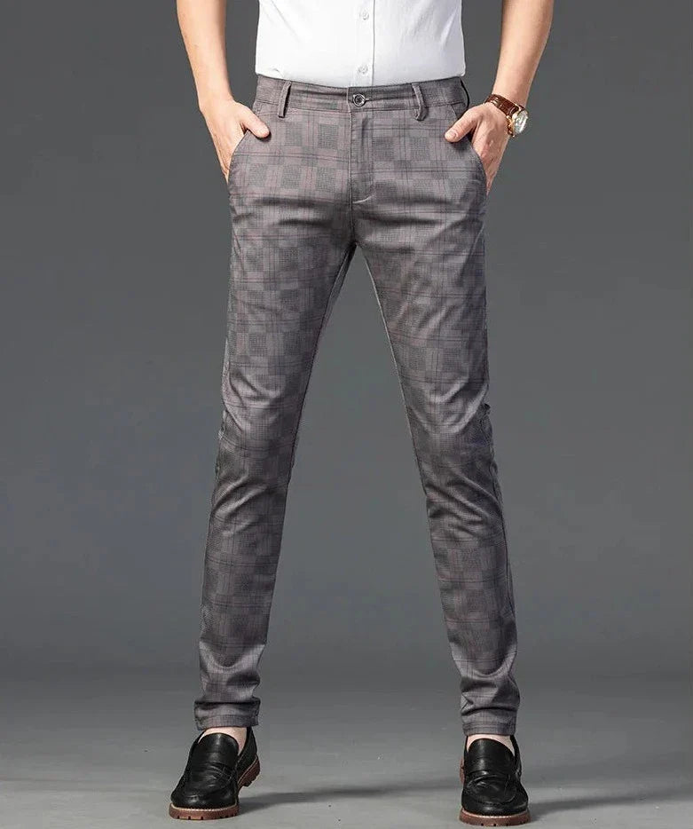 Herren Slim Fit Hosen Maßgeschneidert Kariert Elegant
