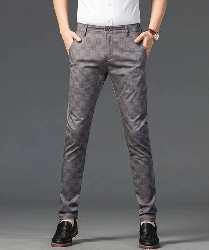 Herren Slim Fit Hosen Maßgeschneidert Kariert Elegant