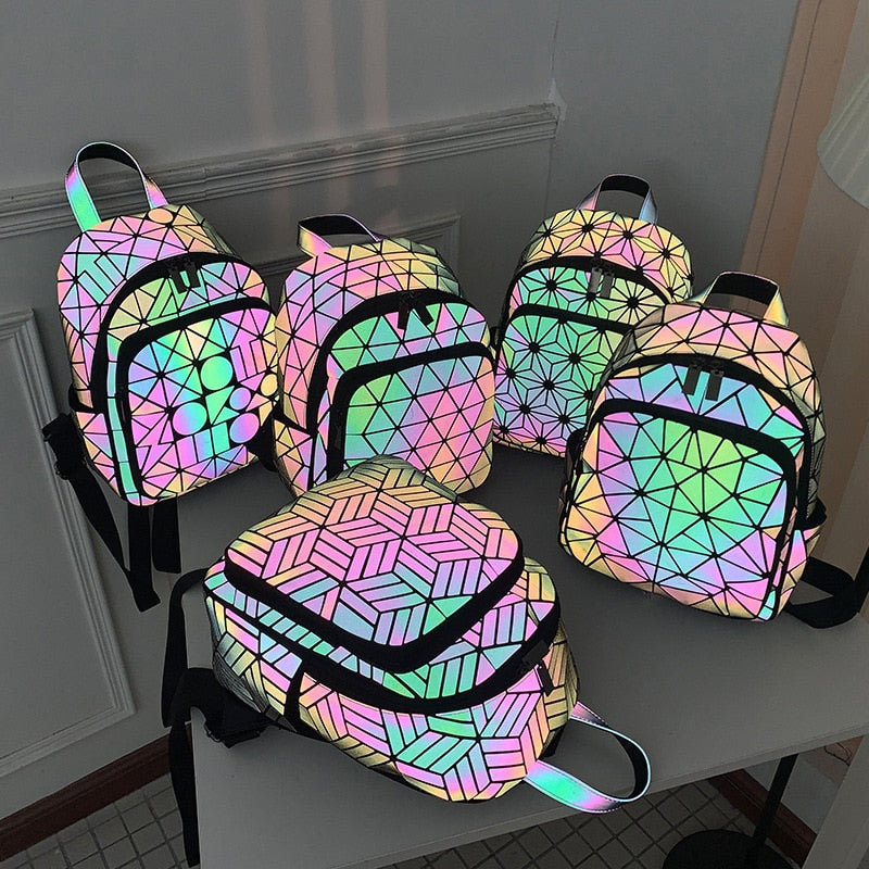 Regenbogen Rucksack Glitzernd Holografisch Leuchtend