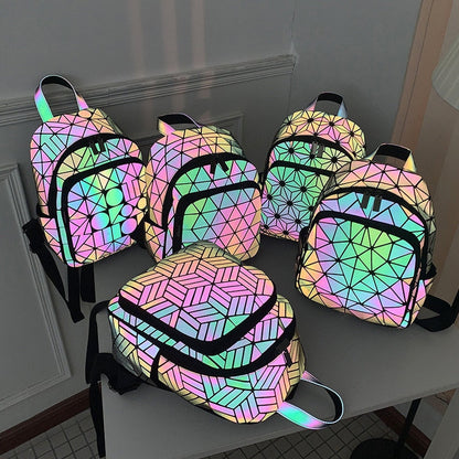 Regenbogen Rucksack Glitzernd Holografisch Leuchtend