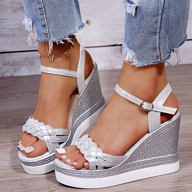 Hohe Wedges Sandalen Damen Schick