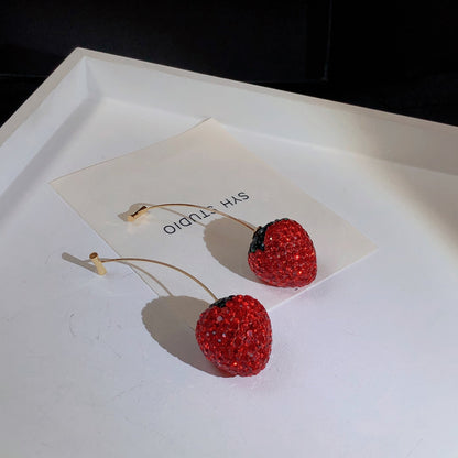 Erdbeer Zirkon Ohrringe Süß Frauen Schmuck