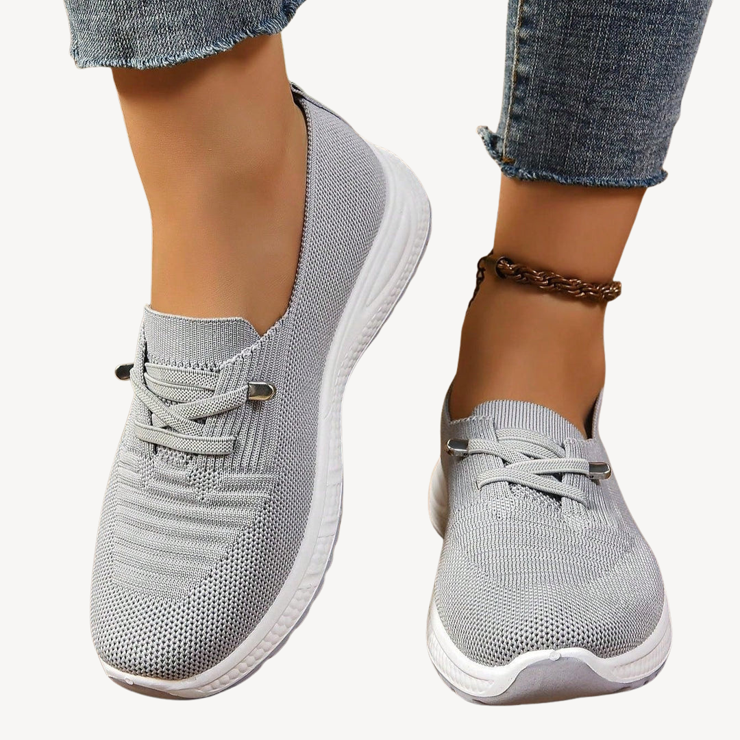 Hellgraue orthopädische Slip-On-Sneakers für Damen | Loravelle 0