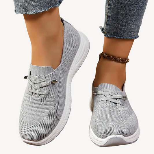 Hellgraue orthopädische Slip-On-Sneakers für Damen | Loravelle 0