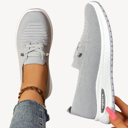 Hellgraue orthopädische Slip-On-Sneakers für Damen | Loravelle 3