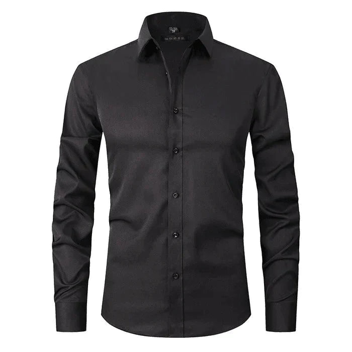 Hemd - Langarm - Stretchig - Bügelfreies Hemd - Herrenhemd-Schwarz-S-Chaps Herrenmode