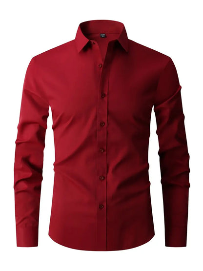 Hemd | Slim-Fit | Langarm | Knopfleiste | Herrenhemd-Rot-S-Chaps Herrenmode