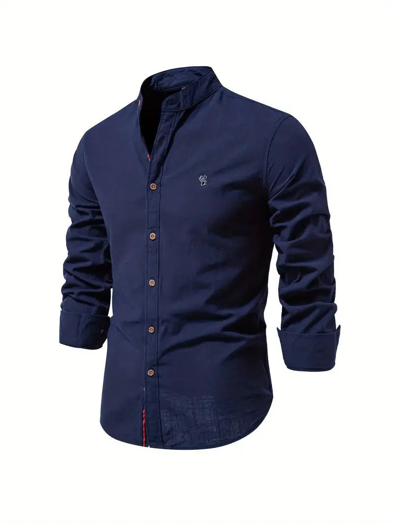 Hemd mit Knopfleiste - Bequem - Schmale Passform - Lange Ärmel - Herrenhemden-Navy blau-XS-Chaps Herrenmode