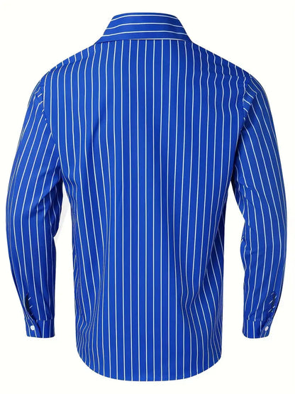 Hemd mit Knopfleiste - Gestreiftes Langarmhemd für Männer mit schmaler Passform-Chaps Herrenmode