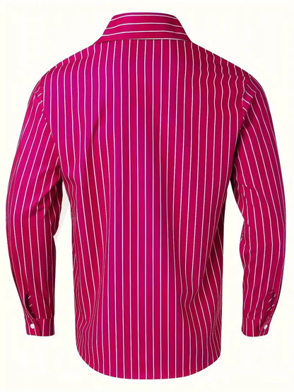 Hemd mit Knopfleiste - Gestreiftes Langarmhemd für Männer mit schmaler Passform-Chaps Herrenmode