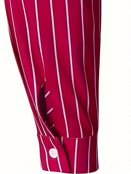 Hemd mit Knopfleiste - Gestreiftes Langarmhemd für Männer mit schmaler Passform-Chaps Herrenmode