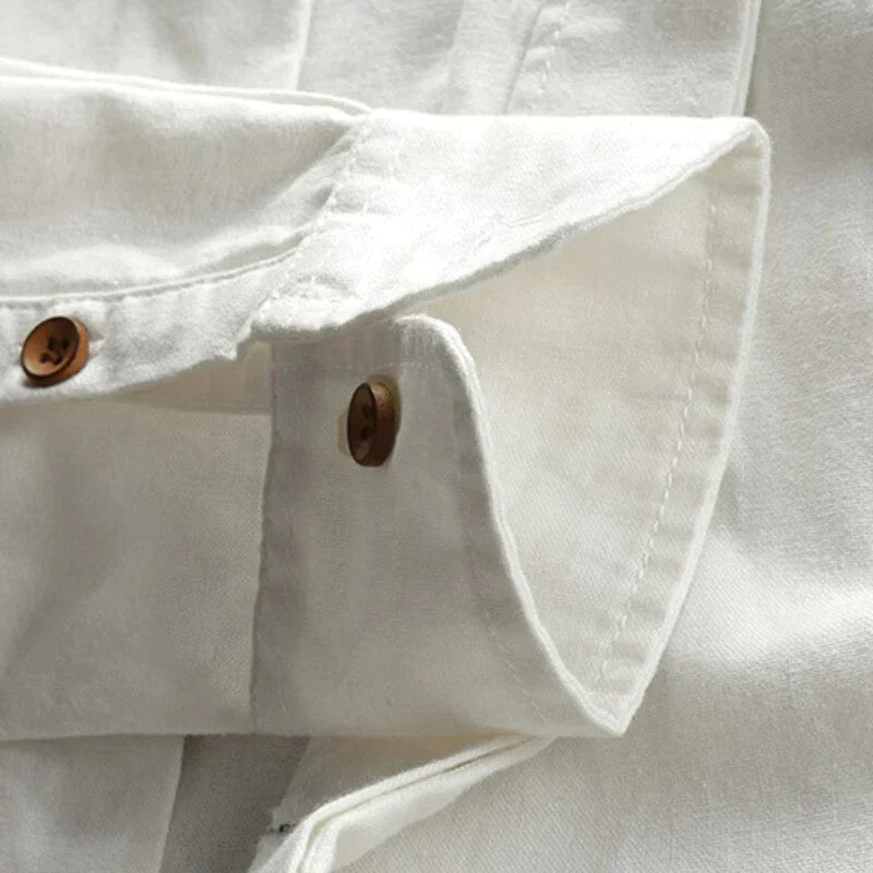 Hemd mit Knopfleiste | Klassisch | Japanischer Stil | Langarm | Herrenhemd-Chaps Herrenmode