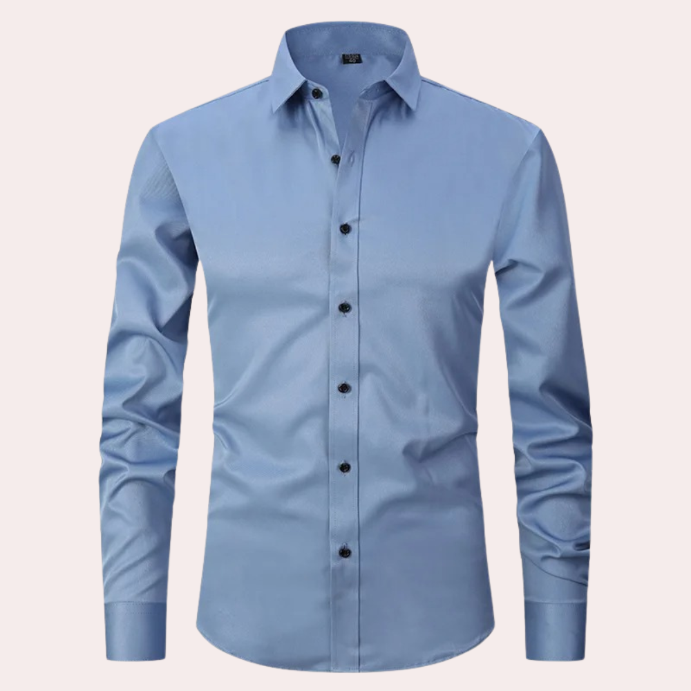 Hemd mit Knopfleiste | Langarm | Slim Fit | Stretch-Businesshemd | Herrenhemden-Hellblau-S-Chaps Herrenmode