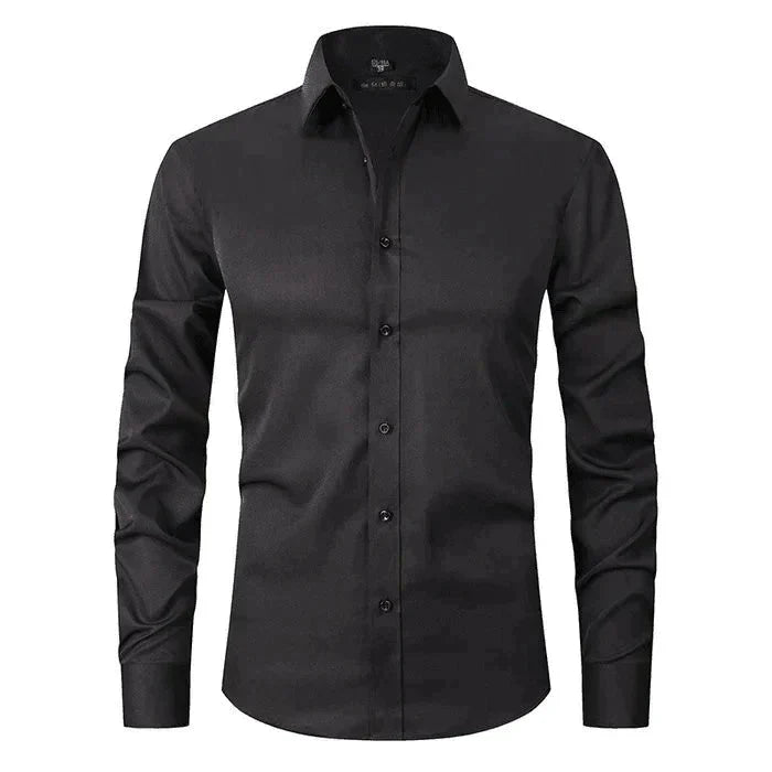 Hemd mit Knopfleiste - Langärmeliges Stretch-Hemd für Männer-Schwarz-XS-Chaps Herrenmode