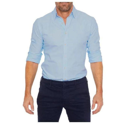 Hemd mit Knopfleiste | knitterfrei | Langarm | bügelfrei | Herrenbekleidung-Blau-XS-Chaps Herrenmode