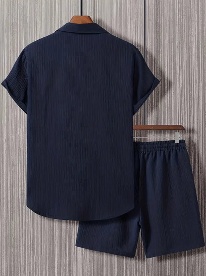 Hemd- und Shorts-Set | Mit Knöpfen | Kurzarm | Zweiteiliges Set | Herrenbekleidung-Chaps Herrenmode