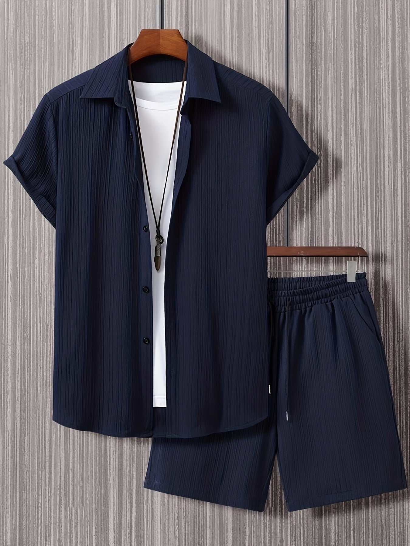 Herren Shorts Hemd Set Kurzarm Mit Knöpfen Zweiteilig - BerlinGlamour