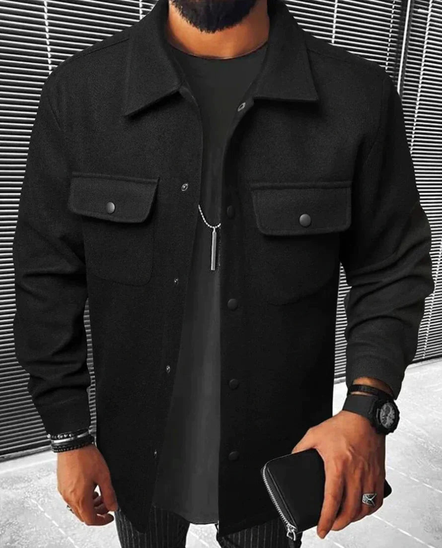 Herren Hemdjacke Langarm Overshirt Knopfleiste - BerlinGlamour