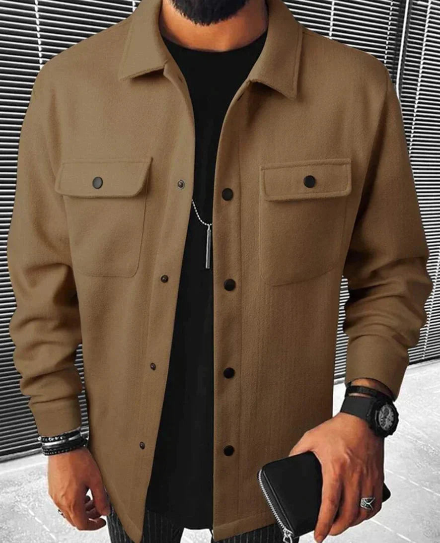 Hemdjacke - Warmes Langarm-Knopfleisten-Überhemd für Männer-Braun-XS-Chaps Herrenmode