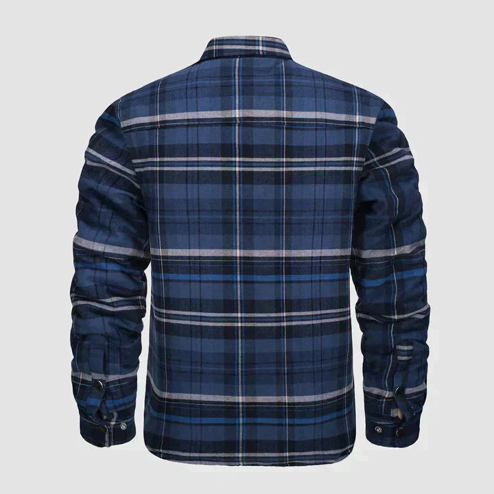 Hemdjacke – karierte, gesteppte Herren-Steppjacke mit Knöpfen-Chaps Herrenmode