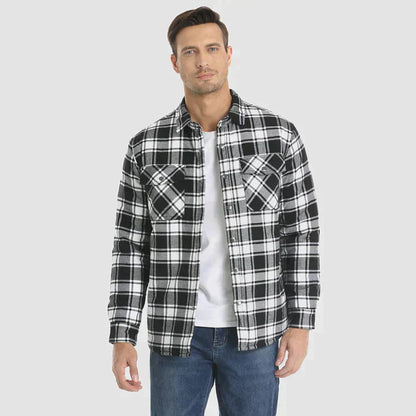 Herren Steppjacke kariert mit Knöpfen warm - BerlinGlamour
