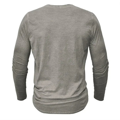 Henley-Shirt | Einfarbig | Knopfleiste am Kragen | Langärmliges T-Shirt | Herrenhemd-Chaps Herrenmode