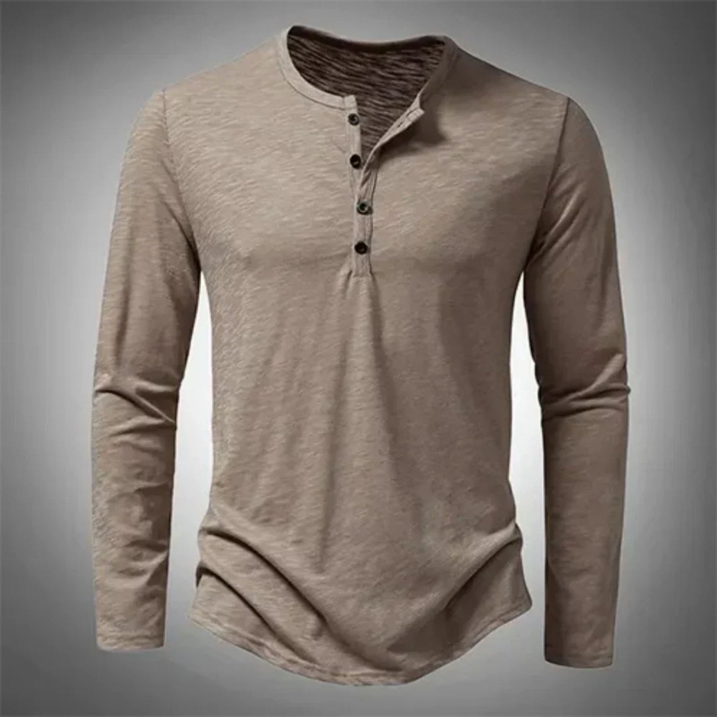 Herren Langarmshirt Halbgeknöpft Lässig Henley - BerlinGlamour