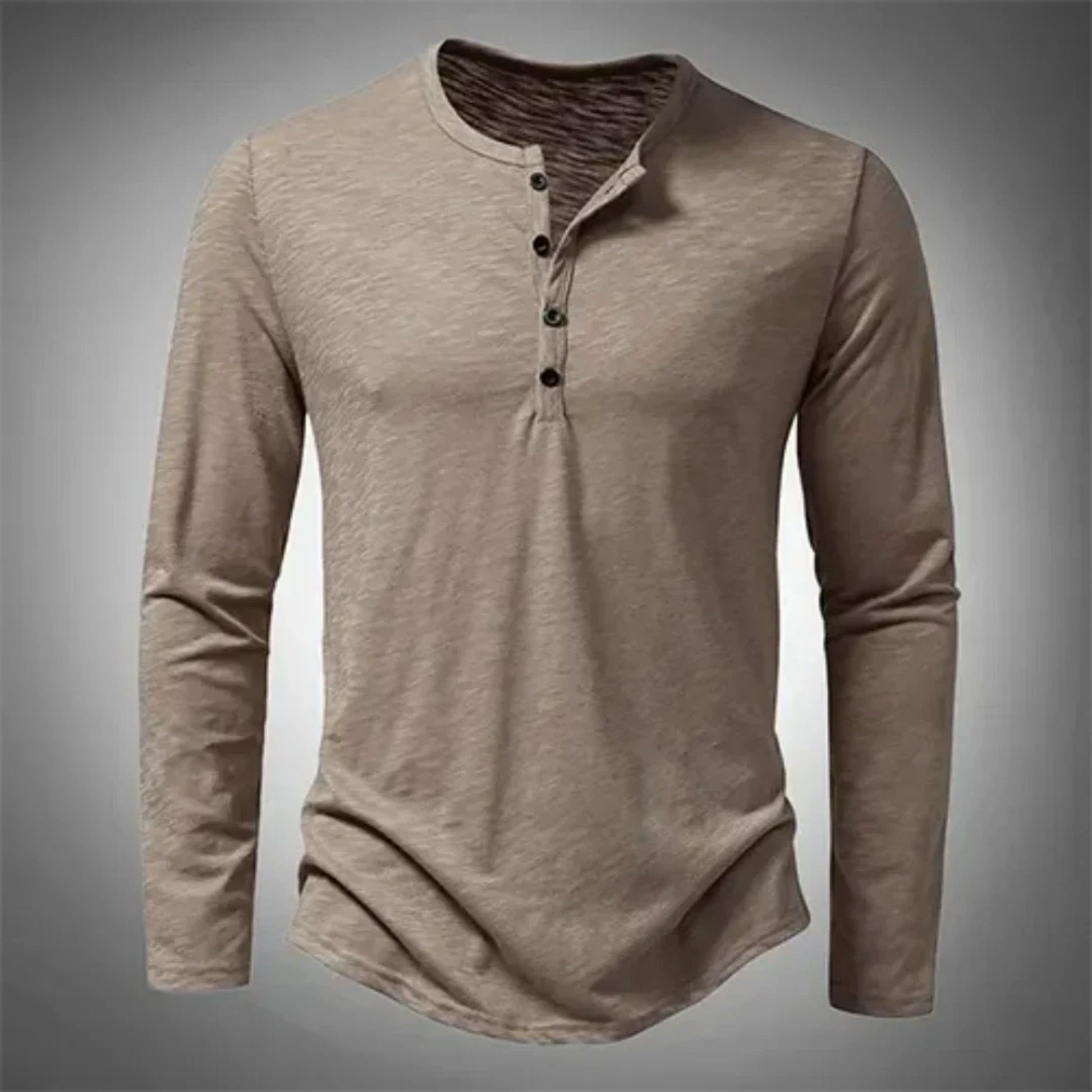 Herren Langarmshirt Halbgeknöpft Lässig Henley - BerlinGlamour