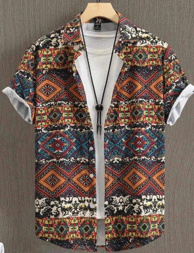 Henry - Vintage Hawaii-Hemden für Männer-Khaki-L-Chaps Herrenmode