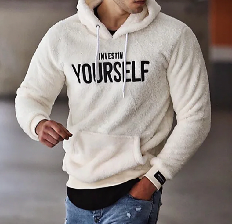 Stilvoller Hoodie mit Motiv Invest in Yourself Weich und Kuschelig