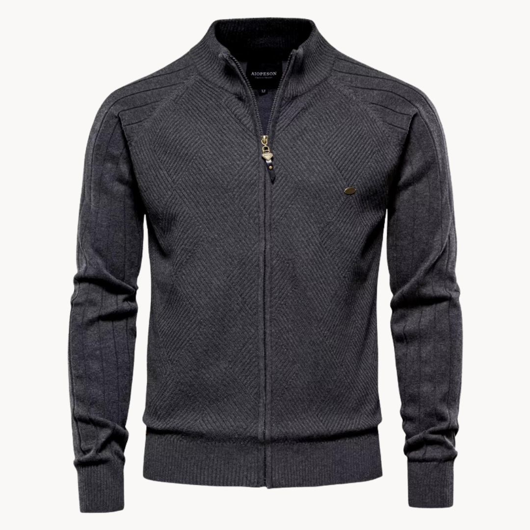 Strickjacke Herren Reißverschluss Stehkragen Modern