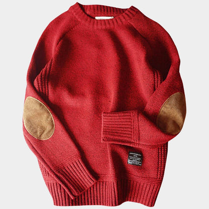Strickpullover Rundhals Modern mit Besatz