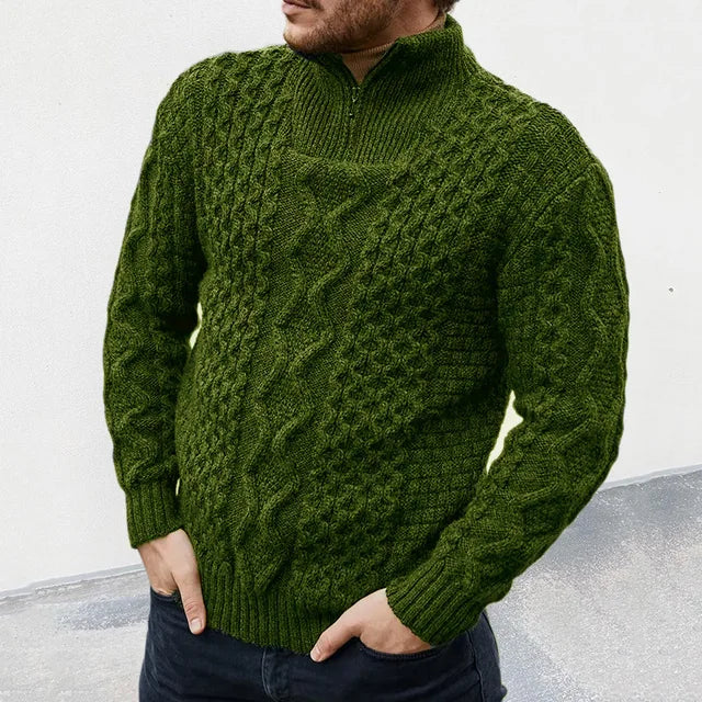 Herren Pullover Strick Half-Zip Kragen Premium Qualität