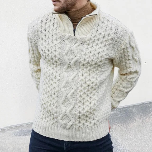 Herren Pullover Strick Half-Zip Kragen Premium Qualität