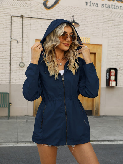 Wasserdichte Damen Regenjacke Kapuze Blumenmuster